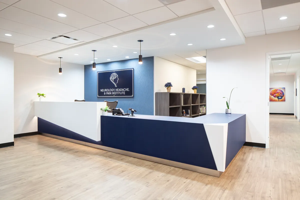 The reception desk and lobby at our North Bethesda office
